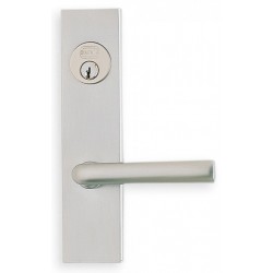 Omnia 4368 Exterior Modern Mortise Entrance Lever Lockset w/ Plate - Solid Brass