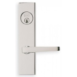 Omnia 4036 Exterior Modern Mortise Entrance Lever Lockset w/ Plate - Solid Brass