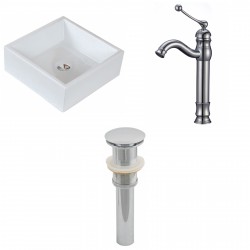 American Imaginations AI-15396 Square Vessel Set In White Color With Deck Mount CUPC Faucet And Drain