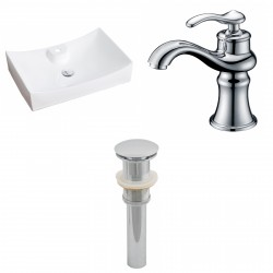 American Imaginations AI-15414 Rectangle Vessel Set In White Color With Single Hole CUPC Faucet And Drain