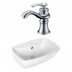 American Imaginations AI-17724 Rectangle Vessel Set In White Color With Single Hole CUPC Faucet
