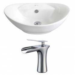 American Imaginations AI-17817 Oval Vessel Set In White Color With Single Hole CUPC Faucet