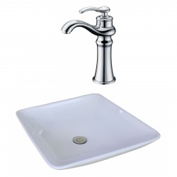 American Imaginations AI-17944 Square Vessel Set In White Color With Deck Mount CUPC Faucet