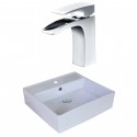 American Imaginations AI-18018 Square Vessel Set In White Color With Single Hole CUPC Faucet