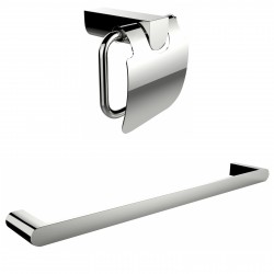 American Imaginations AI-13341 Chrome Plated Toilet Paper Holder With A Single Rod Towel Rack Accessory Set