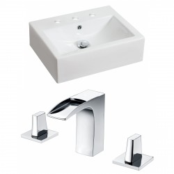 American imaginations AI-15053 Rectangle Vessel Set In White Color With 8-in. o.c. CUPC Faucet