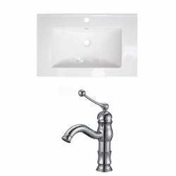 American Imaginations AI-15657 Ceramic Top Set In White Color With Single Hole CUPC Faucet