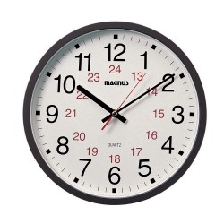 Dainolite 22502 12/24 Hour Clock, Black, Sweep Style Second H&, Glass Face
