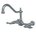 Kingston Brass KS1246AL Heritage 8" Center Wall Mount Kitchen Faucet w/ AL lever handles