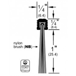 Pemko 5100ANB Mortise Retainer Brush Seal w/ 1" Nylon Brush Insert, Mill Finish Aluminum