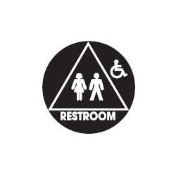 Don-Jo CHS-3-RESTROOM Round Family Restroom Handicapped Sign, Blue Finish