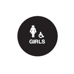 Don-Jo CHS-5-GIRLS Round Girls Restroom Sign, Blue Finish