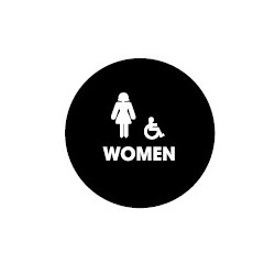 Don-Jo CHS-7-WOMEN Round Women's Room Restroom Sign for Commercial Washrooms, US CHS-7-BLACK Finish