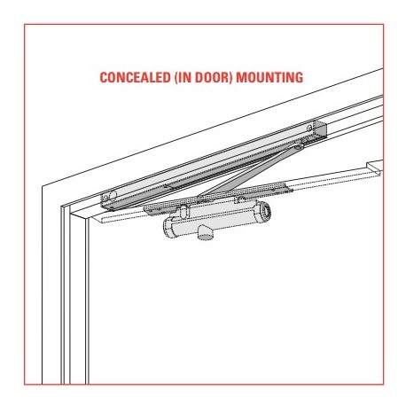LCN 3130SE 3134SE-LONG-US26RHWMS Series Concealed Mounting Single Point Hold Open Door Closer