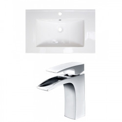 American Imaginations AI-22133 24.25-in. W 1 Hole Ceramic Top Set In White Color - CUPC Faucet Incl.