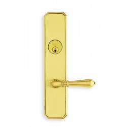 Omnia 11752 Exterior Traditional Mortise Entrance Lever Lockset with Plate - Solid Brass