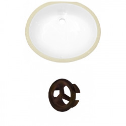 American Imaginations AI-20356 19.5-in. W CUPC Oval Undermount Sink Set In White - Oil Rubbed Bronze Hardware
