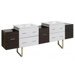 American Imaginations AI-20255 88.5-in. W Floor Mount White-Dawn Grey Vanity Set For 3H8-in. Drilling