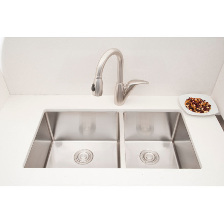 American Imaginations AI-27484 33-in. W CSA Approved Chrome Kitchen Sink with Stainless Steel Finish and 18 Gauge