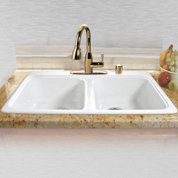 Ceco 746 Self Rimming Kitchen Sink, 33"x22"x9 3/4", Double Bowl