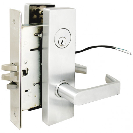 Polished Steel Full-Mortise Drawer or Cabinet Lock with Faceplate