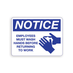 Palmer Fixture IS8001 Employee Wash Hands Notice Sign