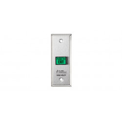 Alarm Controls TS 5/8" x 7/8" Green Illuminated Push Button, DPDT 2A Contacts, "PUSH TO EXIT", 1-3/4" Narrow Stainless Steel
