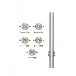Custom Service Hardware NT.1402-96.SS Stainless Steel 8 ft. Round Rail,4 Mounting Bracket,2 End Cap