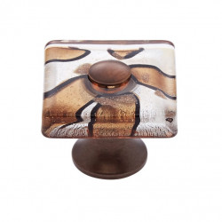 JVJ Hardware 35mm Murano Collection Silver Flat Square Knob, Composition Glass and Solid Brass