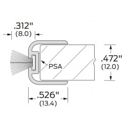ZERO 8137 PSA Weatherstripping For Glass Door, Polycarbornate Seal/Brush