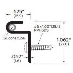 ZERO 144AA Clear Anodized Extruded Hook / Silicone Tube - Gasketing