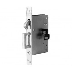 Pemko 1422 La Fonte Pocket Door Lock w/ Split Key and Edge Pull, Satin Chrome Plated