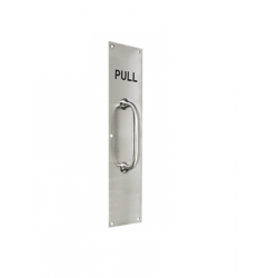 Cal-Royal PULL1000 Stainless Steel Pull Plate With 3/4" "Pull" Engraved In Black Color