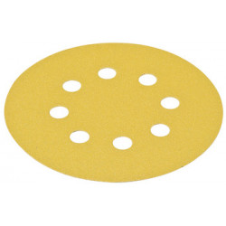Hafele 005.33. Abrasive Paper Disc, 5" Aluminum Oxide, Hook-N-Loop, with 8 Holes
