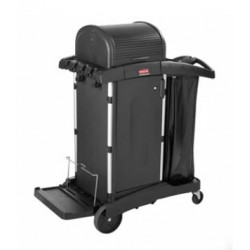 Rubbermaid Commercial Products 1861427 Executive Janitorial Cleaning Cart With Doors and Hood - High Security, Black