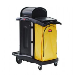 Rubbermaid Commercial Products FG9T7500BLA Janitorial Cleaning Cart With Doors and Hood - High Security, Black