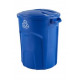 Rubbermaid 2149499 Roughneck Vented Non-Wheeled Trash Can, 32-Gallon, Recycling, Blue