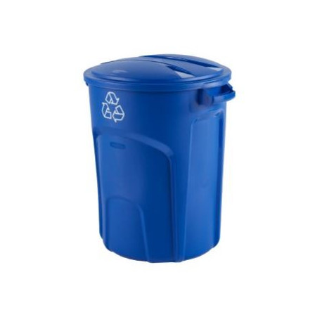 Rubbermaid 2149499 Roughneck Vented Non-Wheeled Trash Can, 32-Gallon, Recycling, Blue