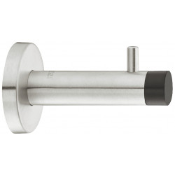 Hafele 937.12. Wall Mounted Door Stops with Wardrobe Hook for Screw Fixing, Stainless Steel