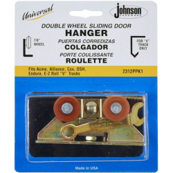 Johnson Hardware 2312PPK1 Universal Double Wheel Sliding Door Hanget Kit, 7/8" Wheel Dia.
