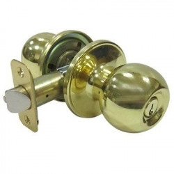 TruGuard T3700B KA3 Ball-Style Knob Entry Lockset, Polished Brass