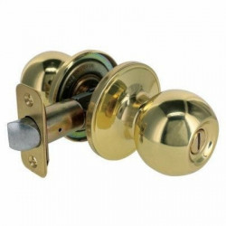 TruGuard T3710B Privacy Lockset, Ball-Knob Style, Polished Brass