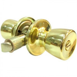 TruGuard TS710B-MH Mobile Home Privacy Lockset, Tulip-Style Knob, Polished Brass