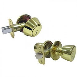 TruGuard BS7L1B KA3 Combination Lockset, Polished Brass