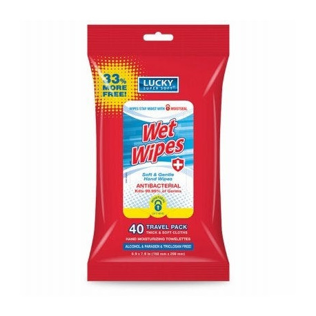 Delta Brands 4313-24 Antibacterial Wet Wipes, Travel Pack, 40 Ct