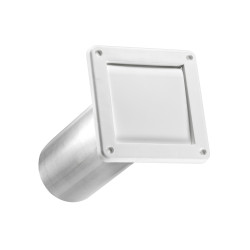 Lambro Industries 1422WTP 4 inch White Plastic Wall Exhaust Single Flap Vent - 11 inch Pipe