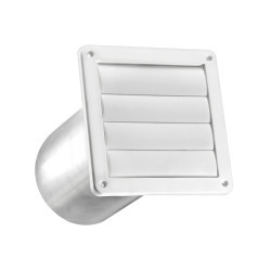 Lambro Industries 361WTP 6 inch White Plastic Exhaust Wall Louvered Vent- 11 inch Pipe