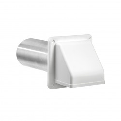 Lambro Industries 222WS 3 inch White Plastic Exhaust Wall Hood Vent - 11 inch Pipe